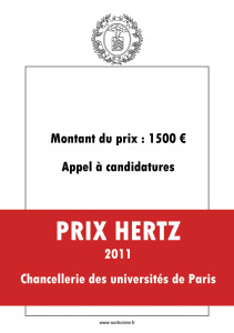 Appel à candidature Prix HERTZ 20111