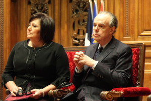 Frédéric Mitterrand et Mme Anna Komorowska