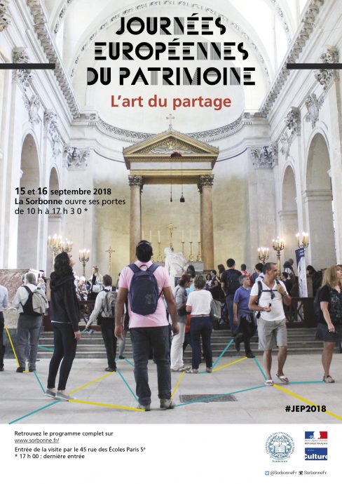 Affiche des Journées européennes du patrimoine 2018 en Sorbonne.