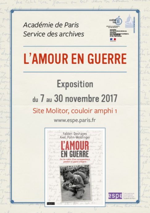 Affiche de l'exposition L'amour en guerre organisée par le service des Archives et l'ESPE de l'académie de Paris