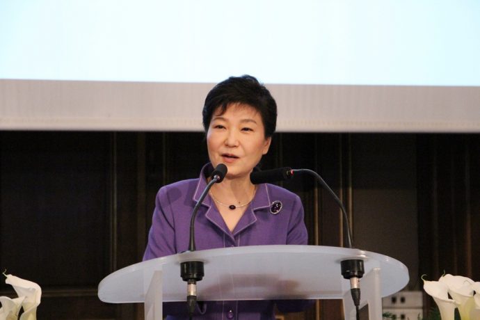 Mme Park Geun-hye lors de son discours.