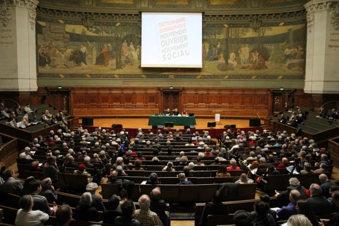 Le Printemps du Maitron en Sorbonne, débat dans le Grand Amphithéâtre.