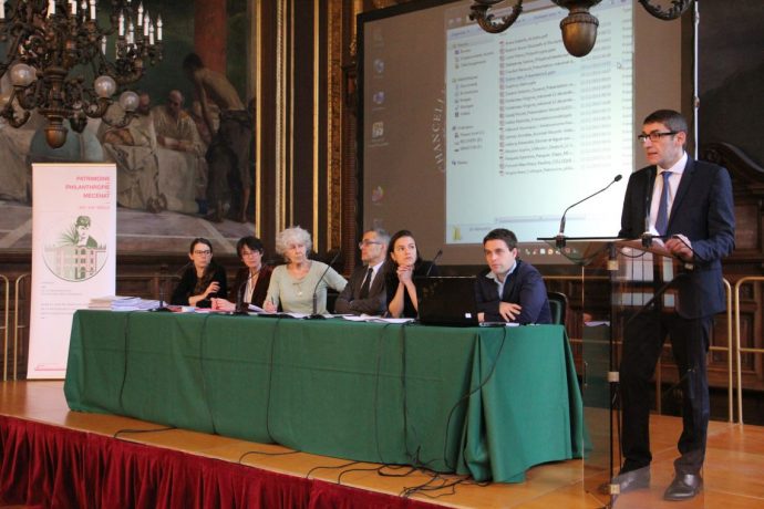 Ouverture du colloque « Patrimoine, philanthropie et mécénat, XIXe-XXIe siècle. » en Sorbonne par Stefano Bosi, vice-chancelier des universités de Paris.